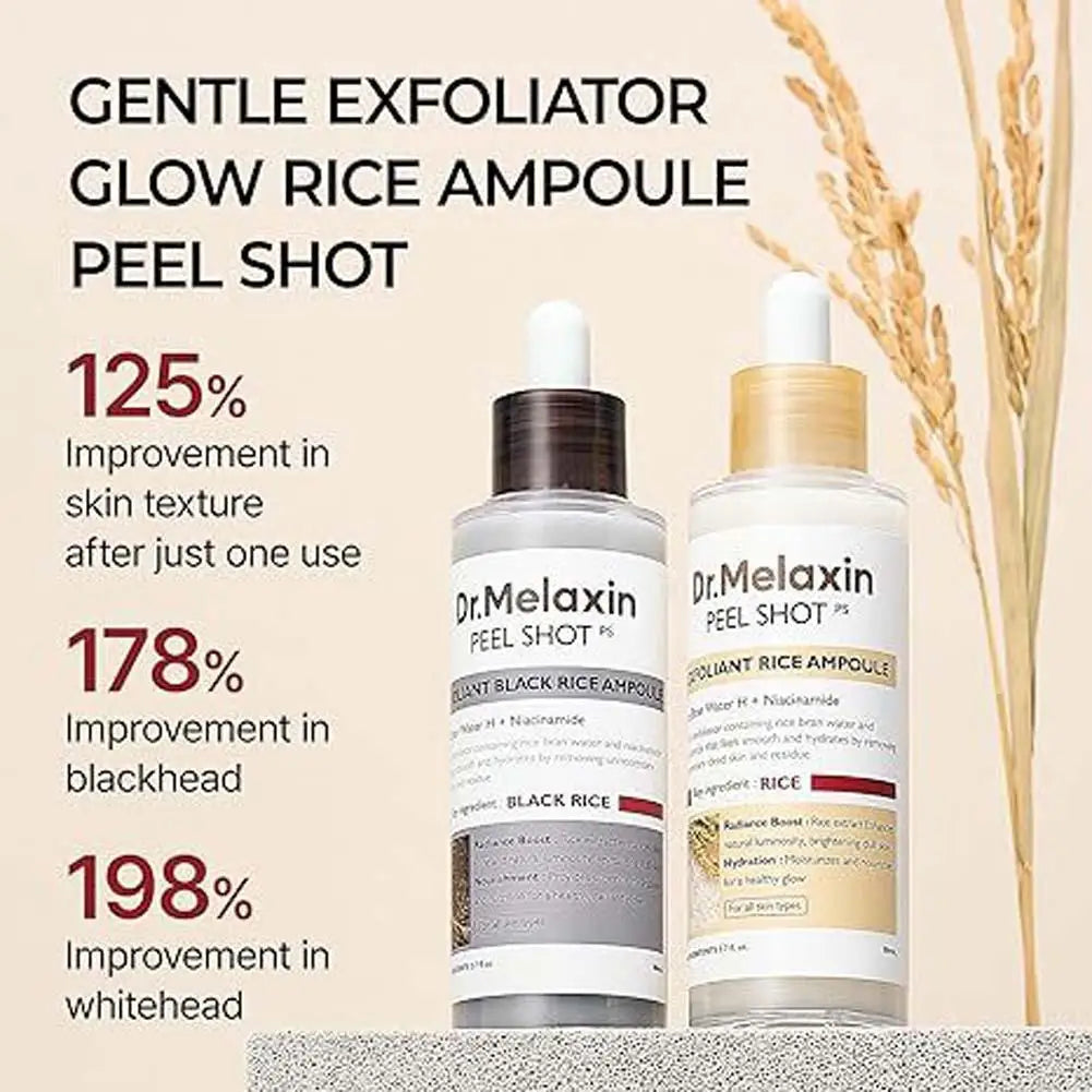 Korean Dr. Melaxin Peel Shot White and Black Rice Exfoliating Essence Moisturizing Gentle Exfoliation Soften Serum Skin Care